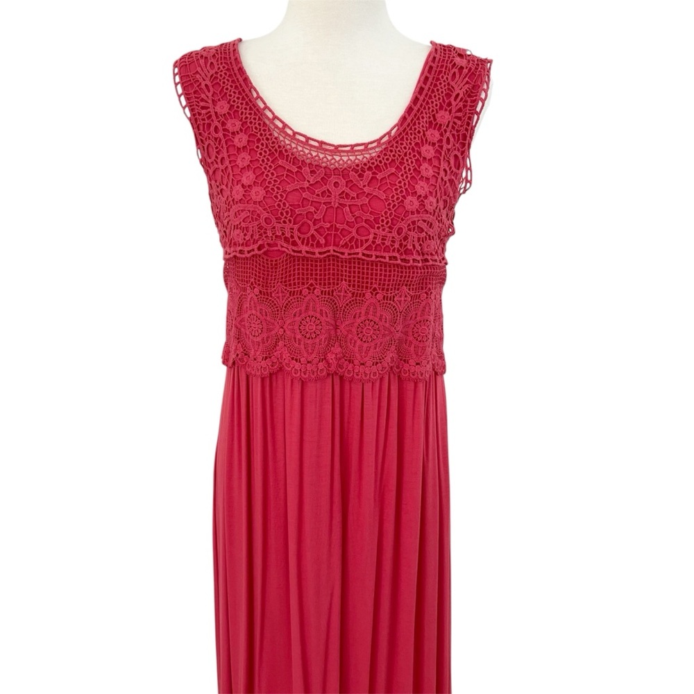 a.n.a Crochet Sleeveless Maxi Dress Large Coral